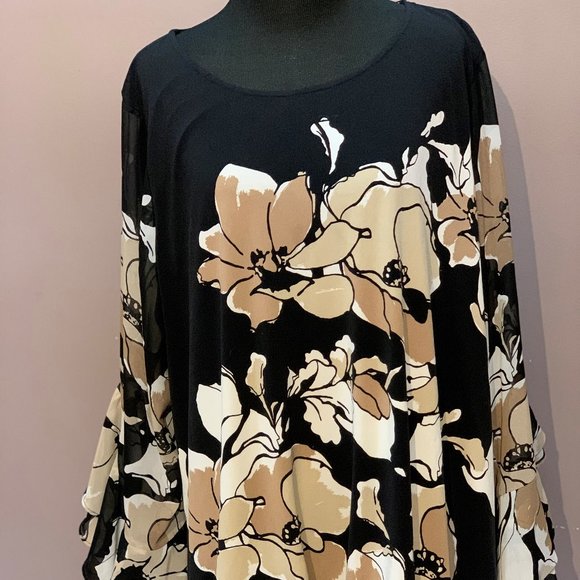 Women's black and tan blouse - Picture 1 of 3